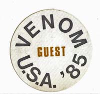 venom black metal Guest Pass USA tour 1985
