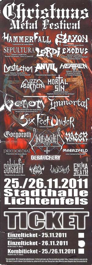 venom black metal ticketstubb