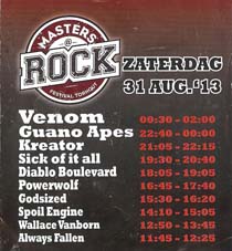 venom black metal masters @ rock festival belgium 2013 programme