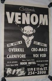 venom usa 1986 poster concert