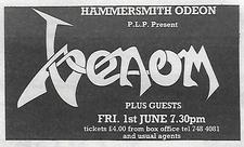 venom black metal seven dates of hell london advert 1984